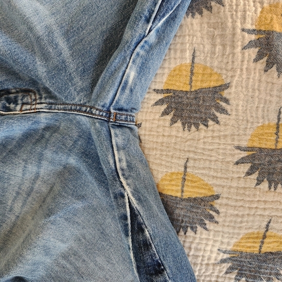 Madewell Wide Leg Crop Jean Womens Size 31 Medium Wash Denim Two Tone - Picture 5 of 9